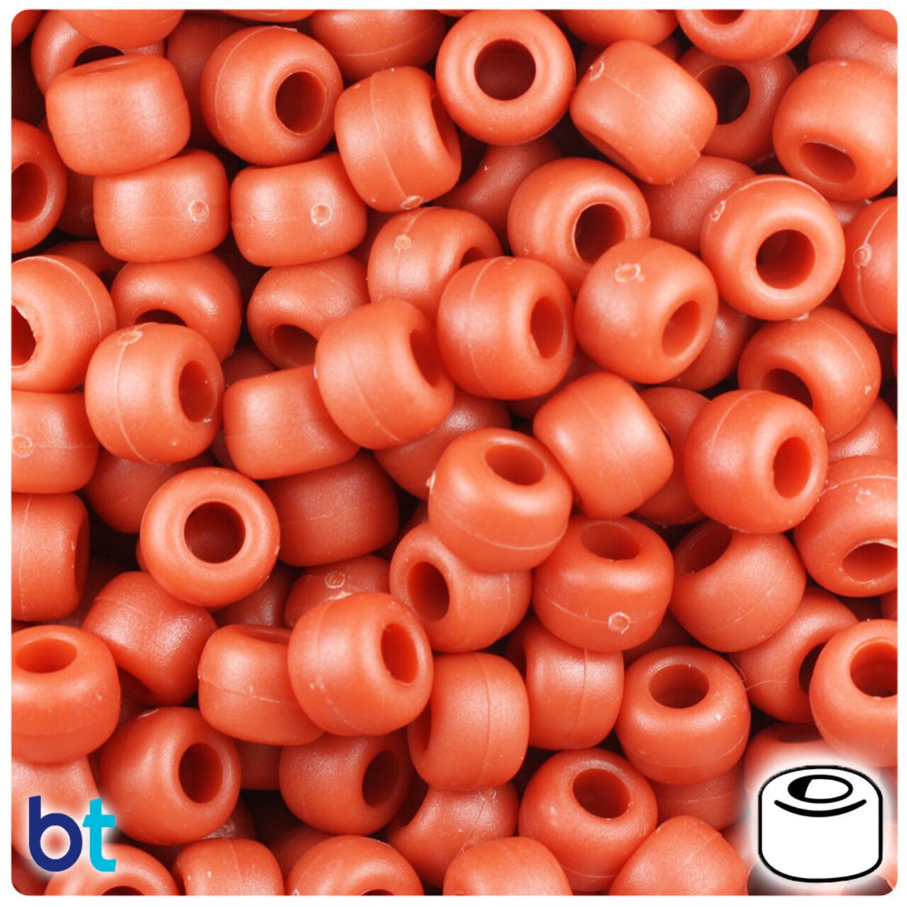 BeadTin Cinnabar Matte 9mm Barrel Plastic Pony Beads (500pcs)